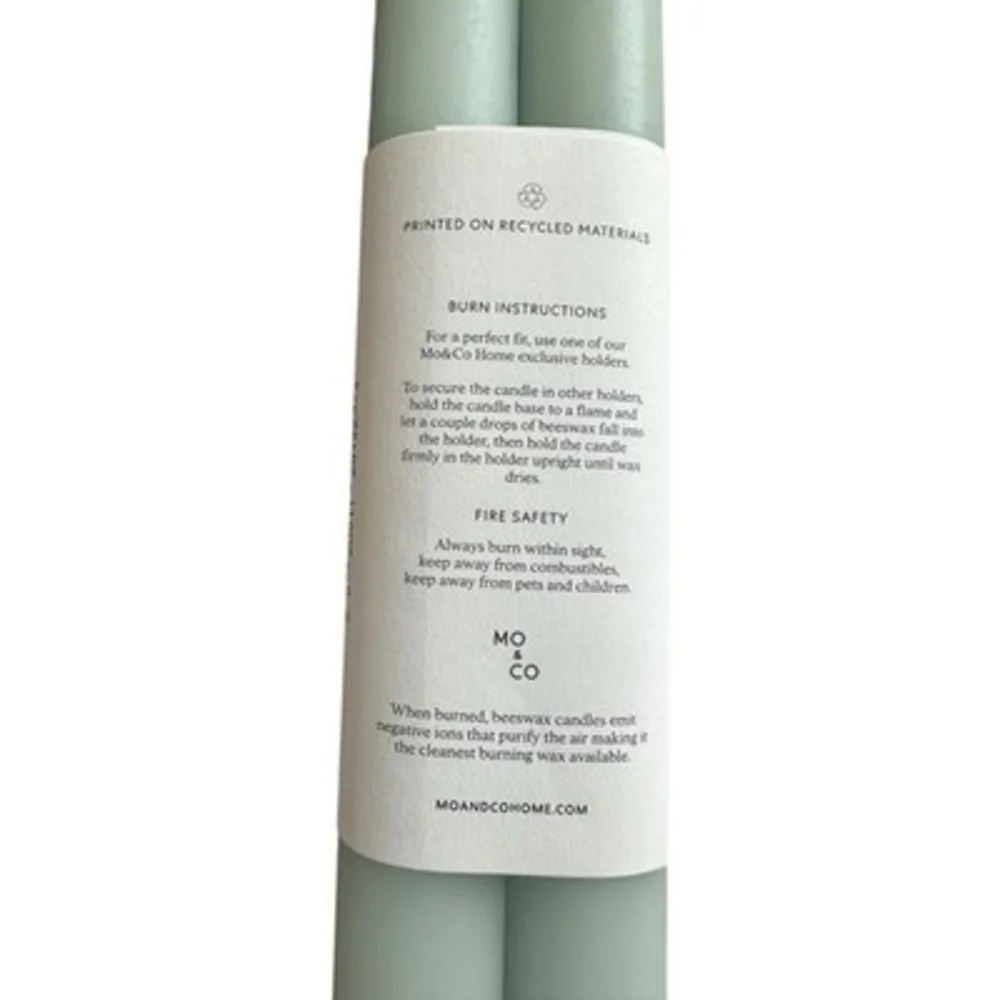Mo & Co Home Dipped Beeswax Taper Candles Powder Blue 10